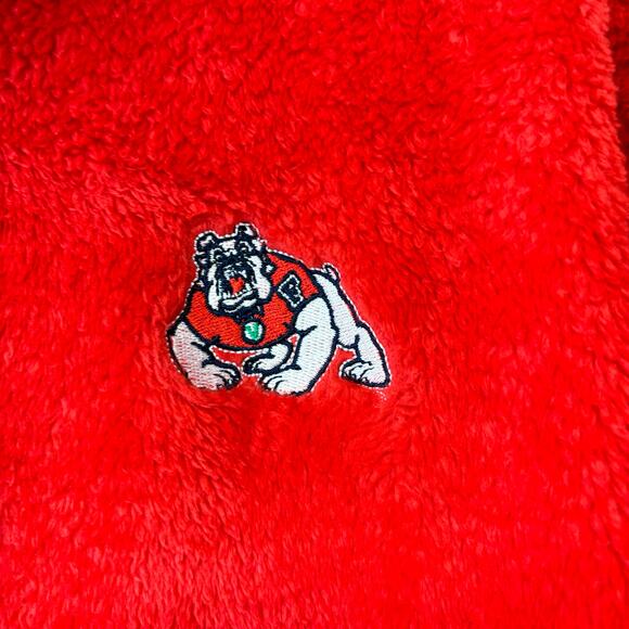 Champion Fresno State Bulldogs Jacket Fuzzy Cozy Mens Medium Embroidered Logo - Picture 13 of 15